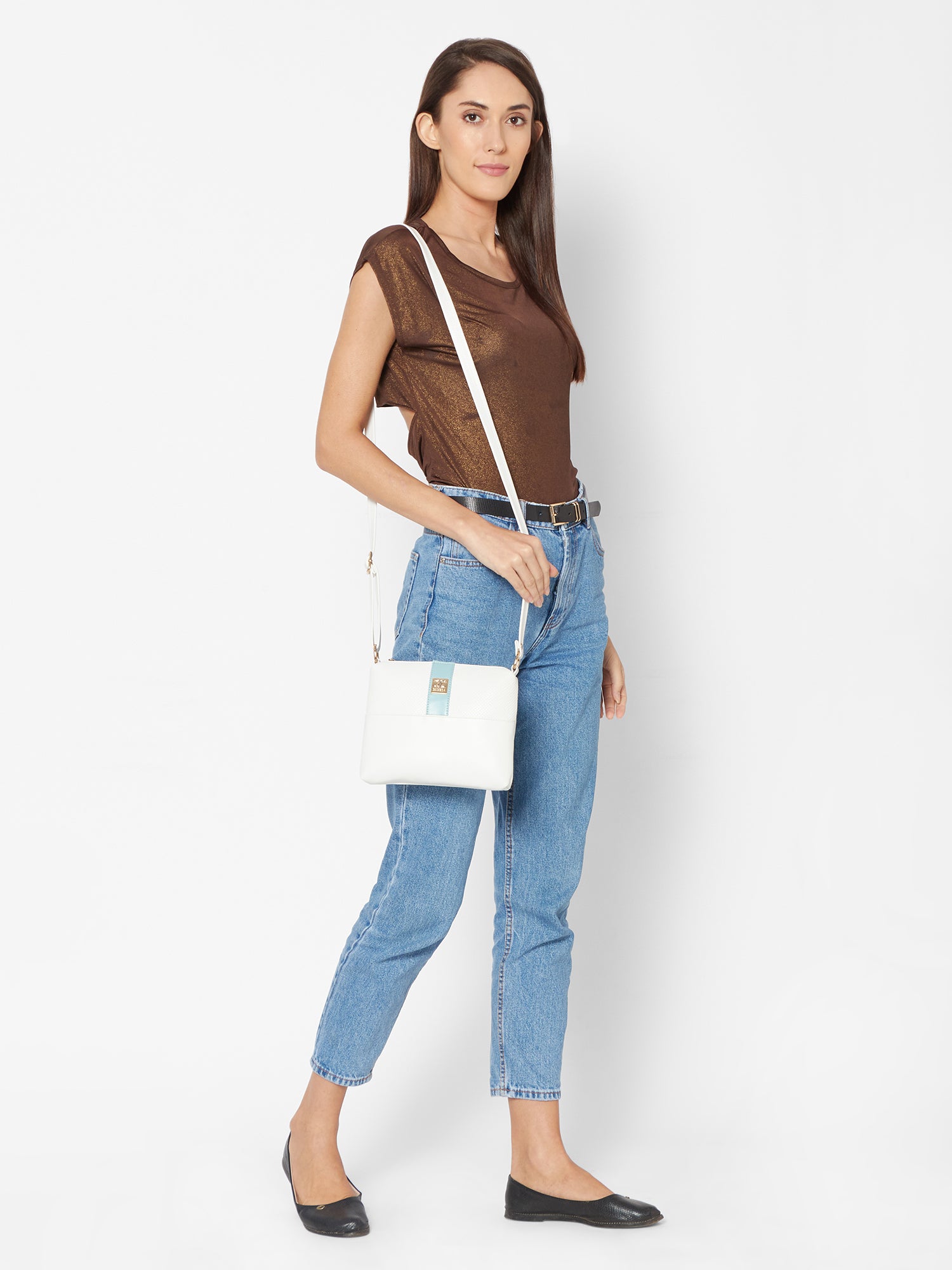 Slim Contrasting Colors Sling Bag For Womens Secondary image