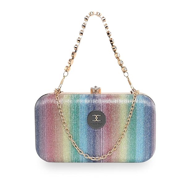 Rainbow Pattern Oval shape Clutch For Womens