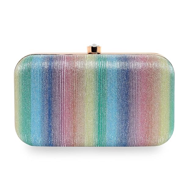 Rainbow Pattern Oval shape Clutch For Womens