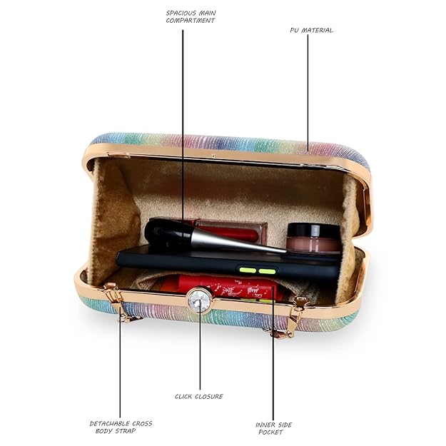 Rainbow Pattern Oval shape Clutch For Womens