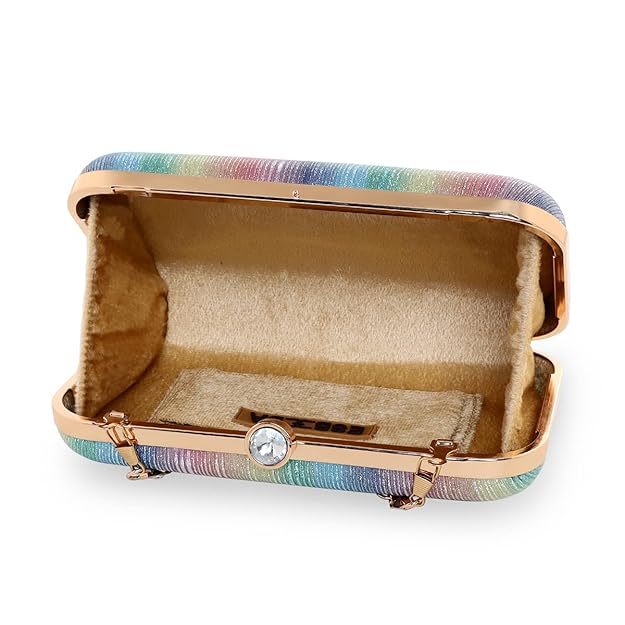 Rainbow Pattern Oval shape Clutch For Womens