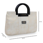 Croco Stripe Pattern Acrylic Handle Handbag For Womens