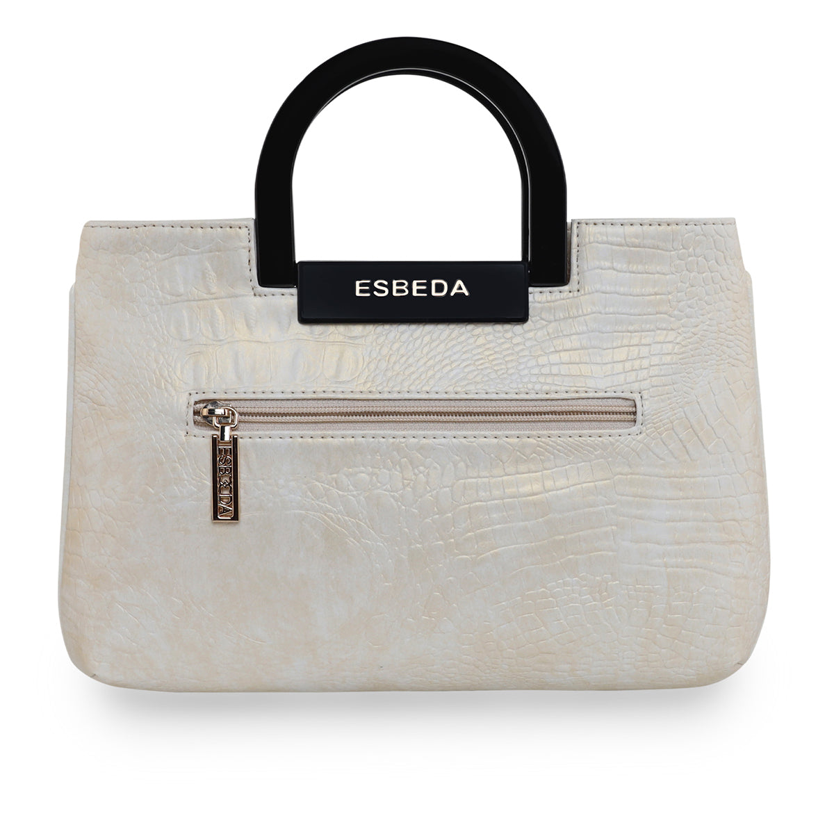 Croco Stripe Pattern Acrylic Handle Handbag For Womens