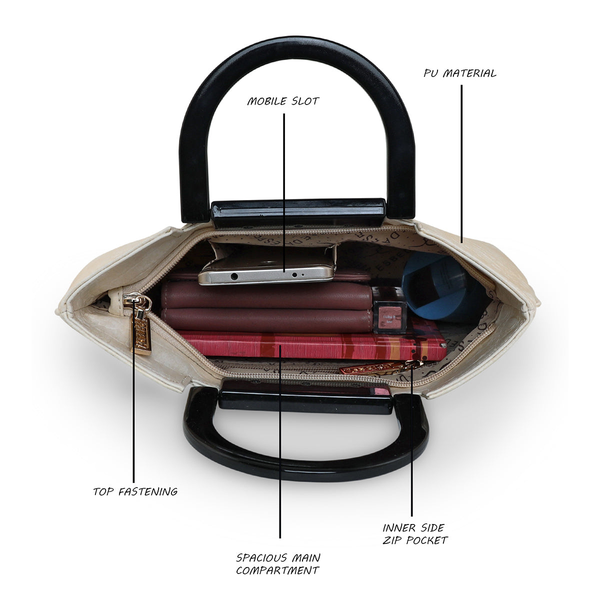 Croco Stripe Pattern Acrylic Handle Handbag For Womens