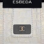 Croco Stripe Pattern Acrylic Handle Handbag For Womens