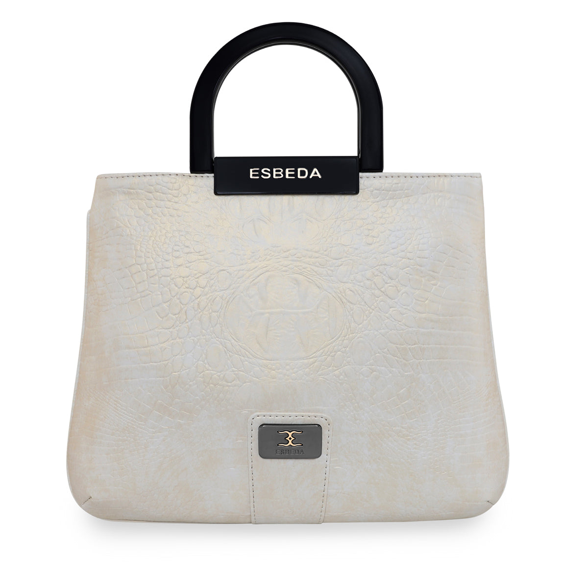 Croco Pattern Acrylic Handle Handbag For Womens