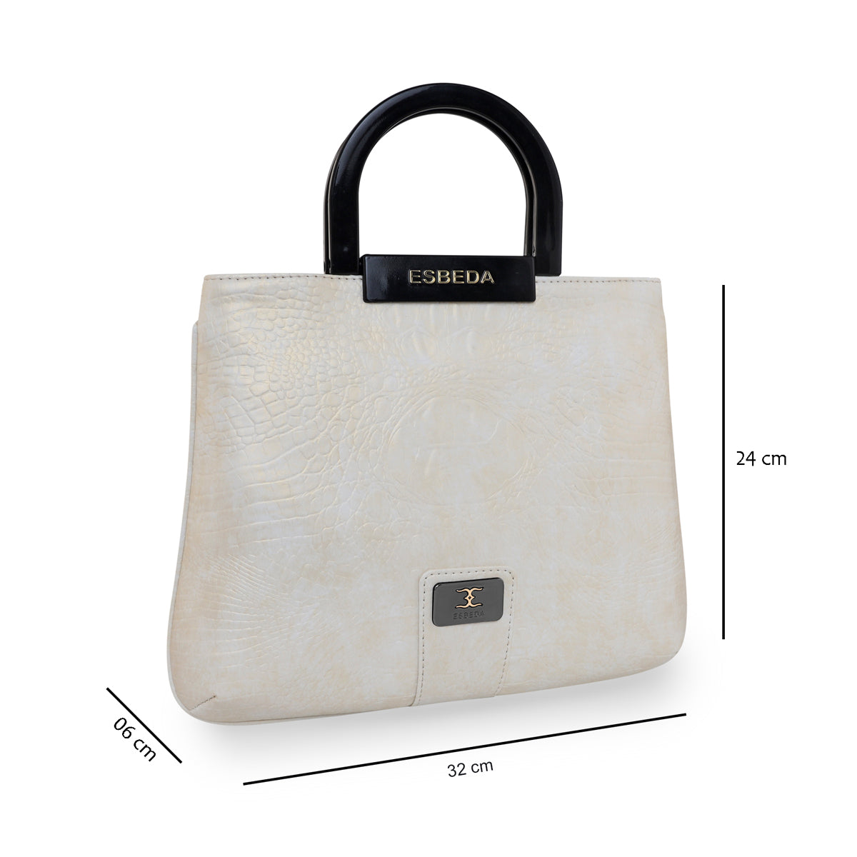 Croco Pattern Acrylic Handle Handbag For Womens