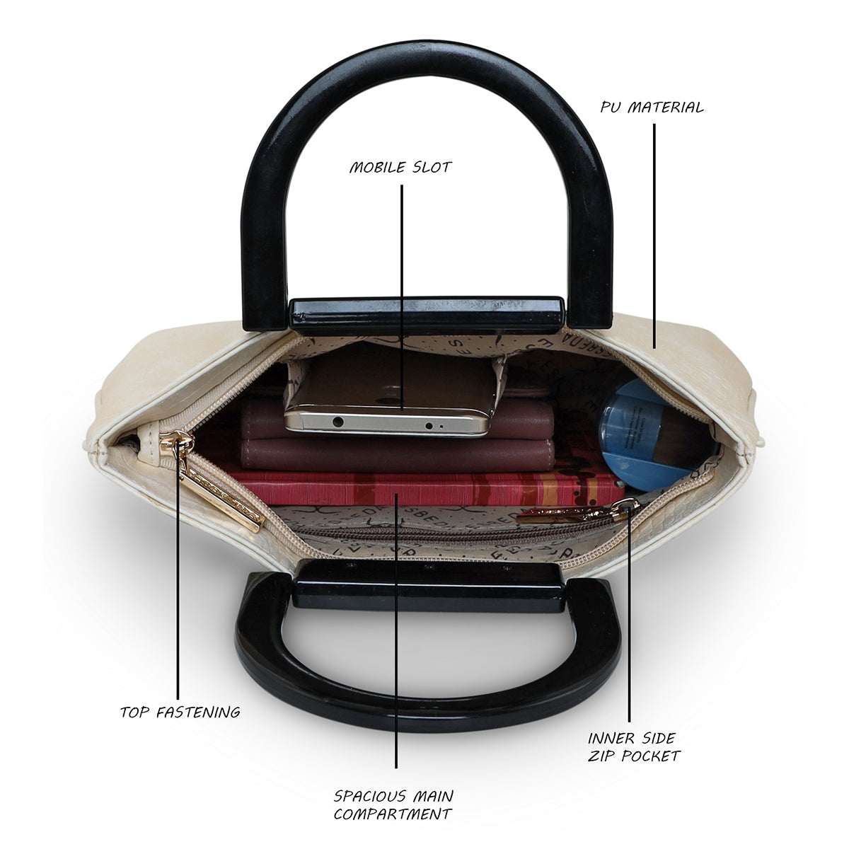 Croco Pattern Acrylic Handle Handbag For Womens