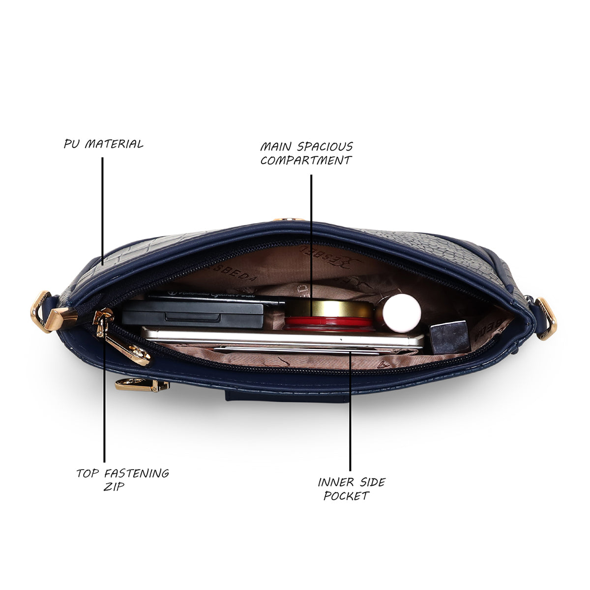 Croco Texture Crossbody Slingbag For Womens