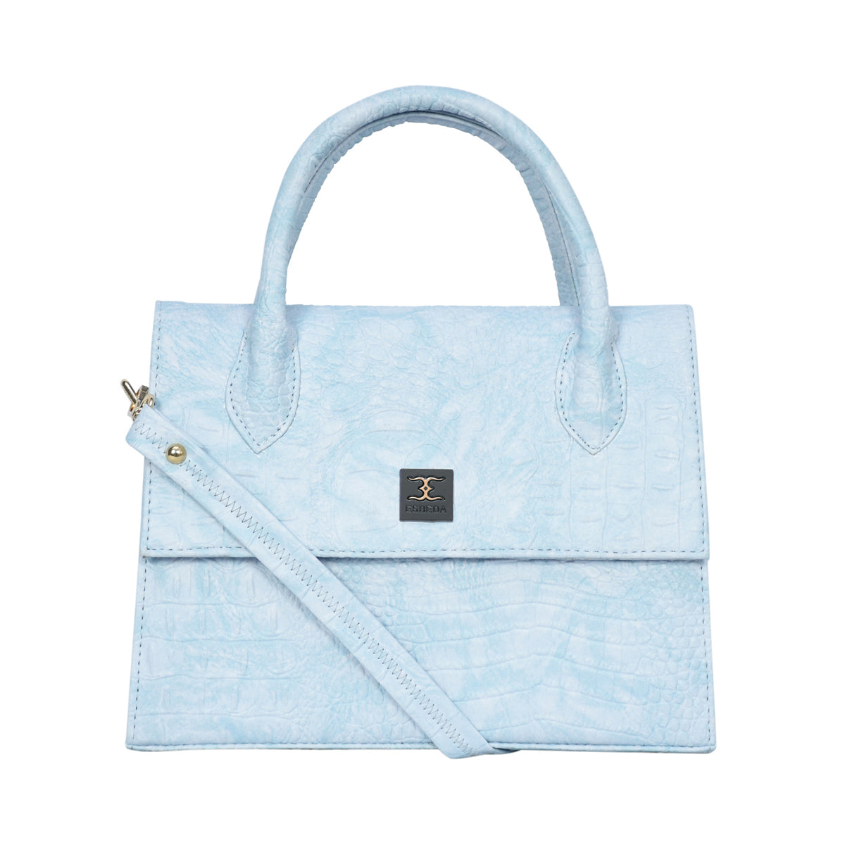 Solid Croco Texture Handbag For Womens