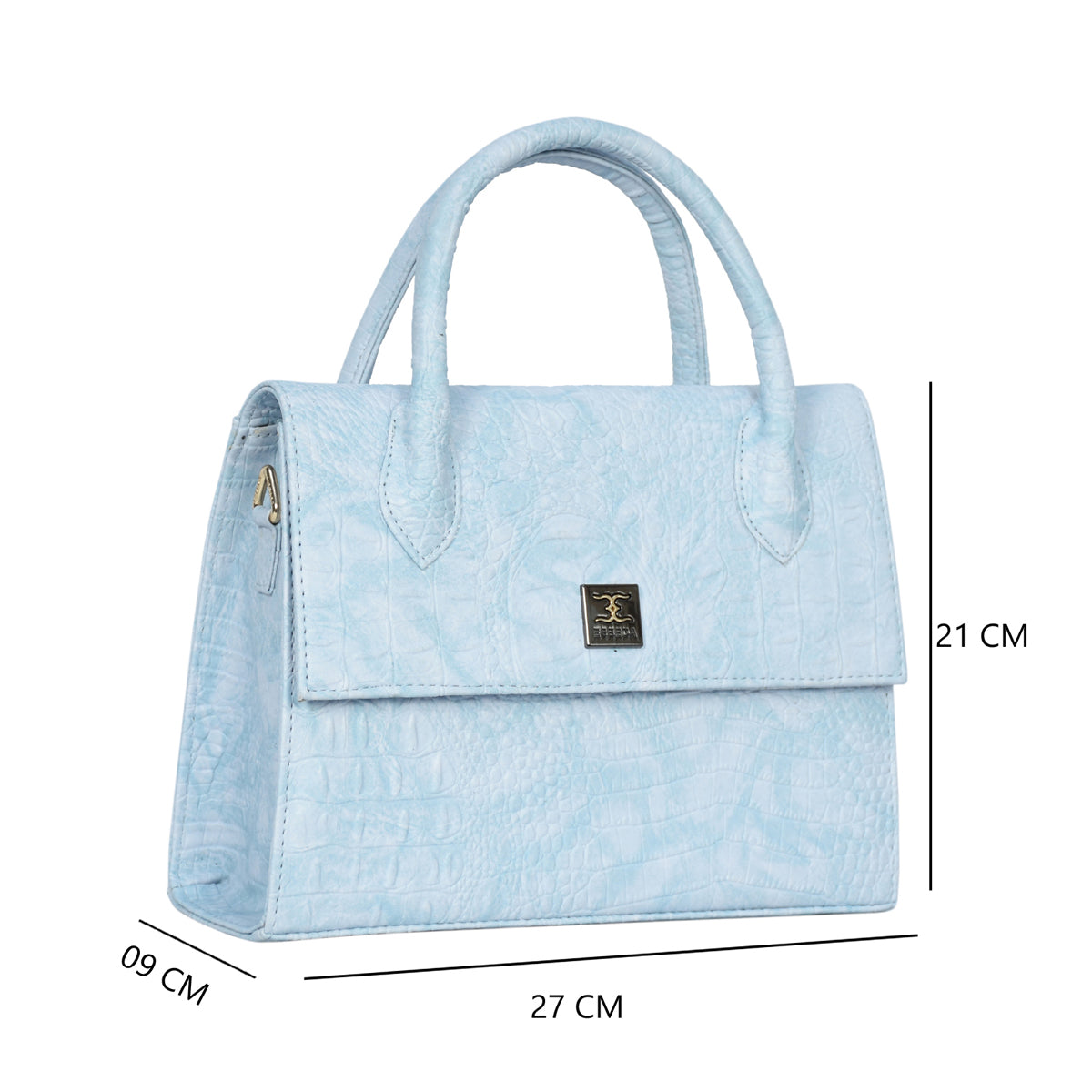 Solid Croco Texture Handbag For Womens