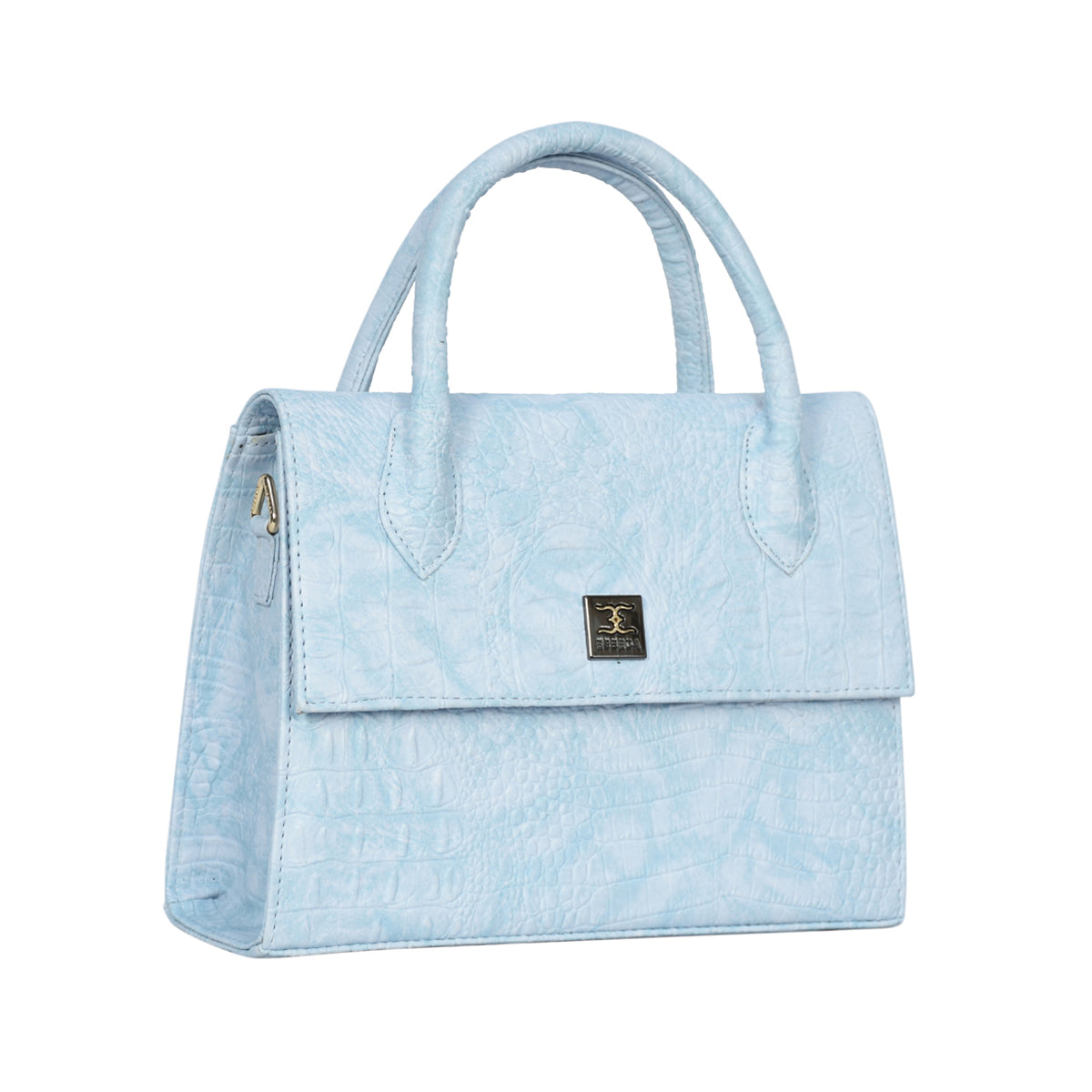 Solid Croco Texture Handbag For Womens