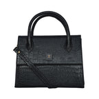 Solid Croco Texture Handbag For Womens