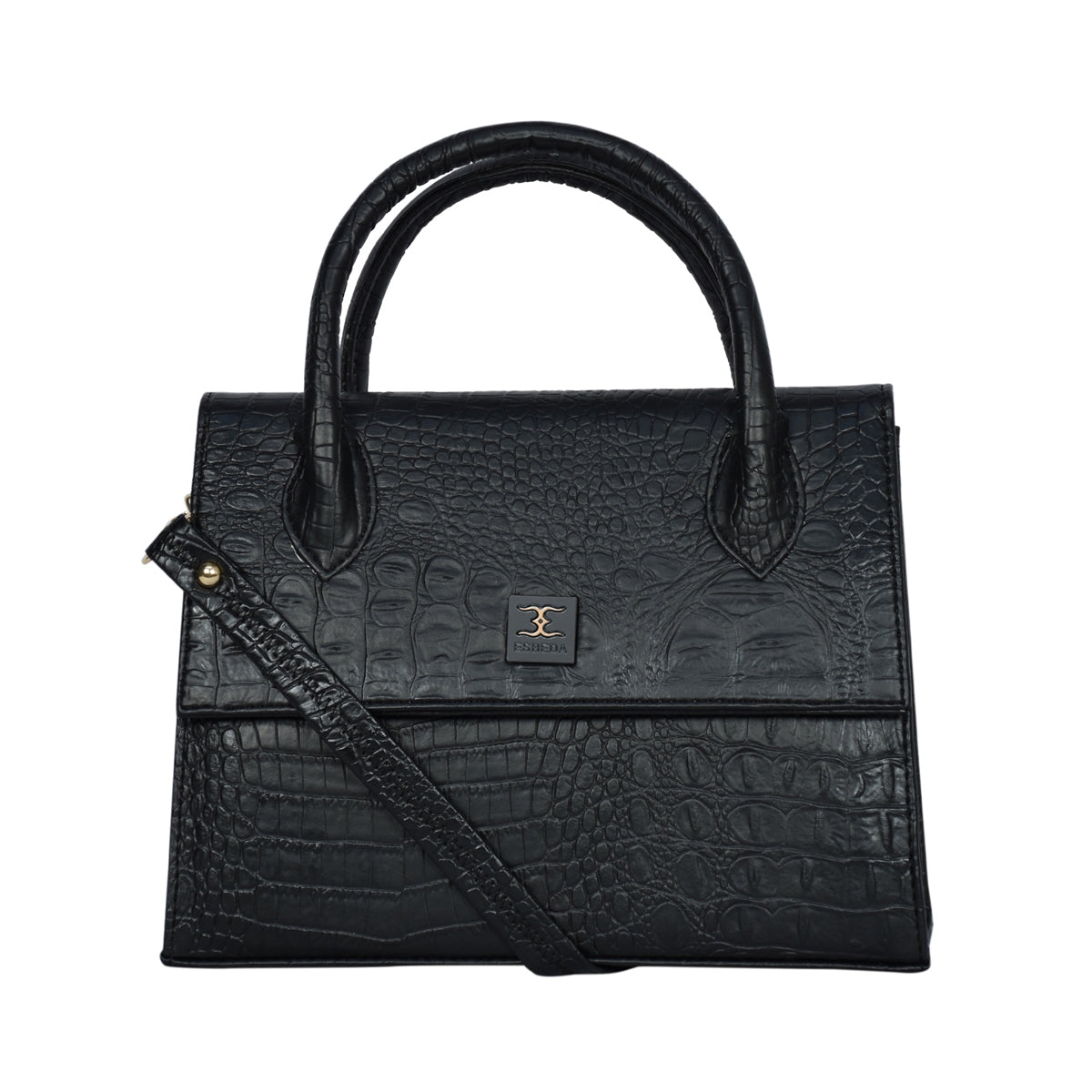 Solid Croco Texture Handbag For Womens