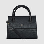Solid Croco Texture Handbag For Womens