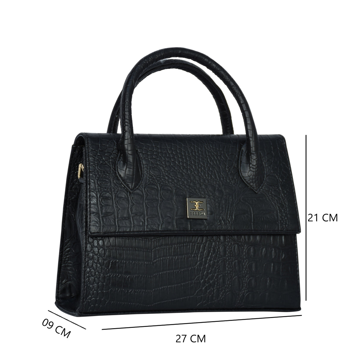 Solid Croco Texture Handbag For Womens