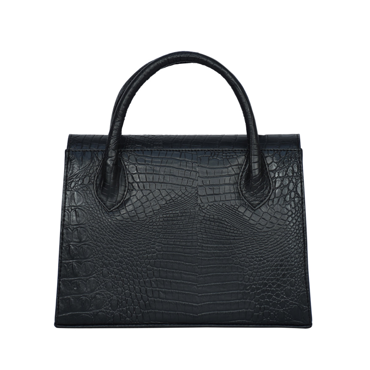 Solid Croco Texture Handbag For Womens