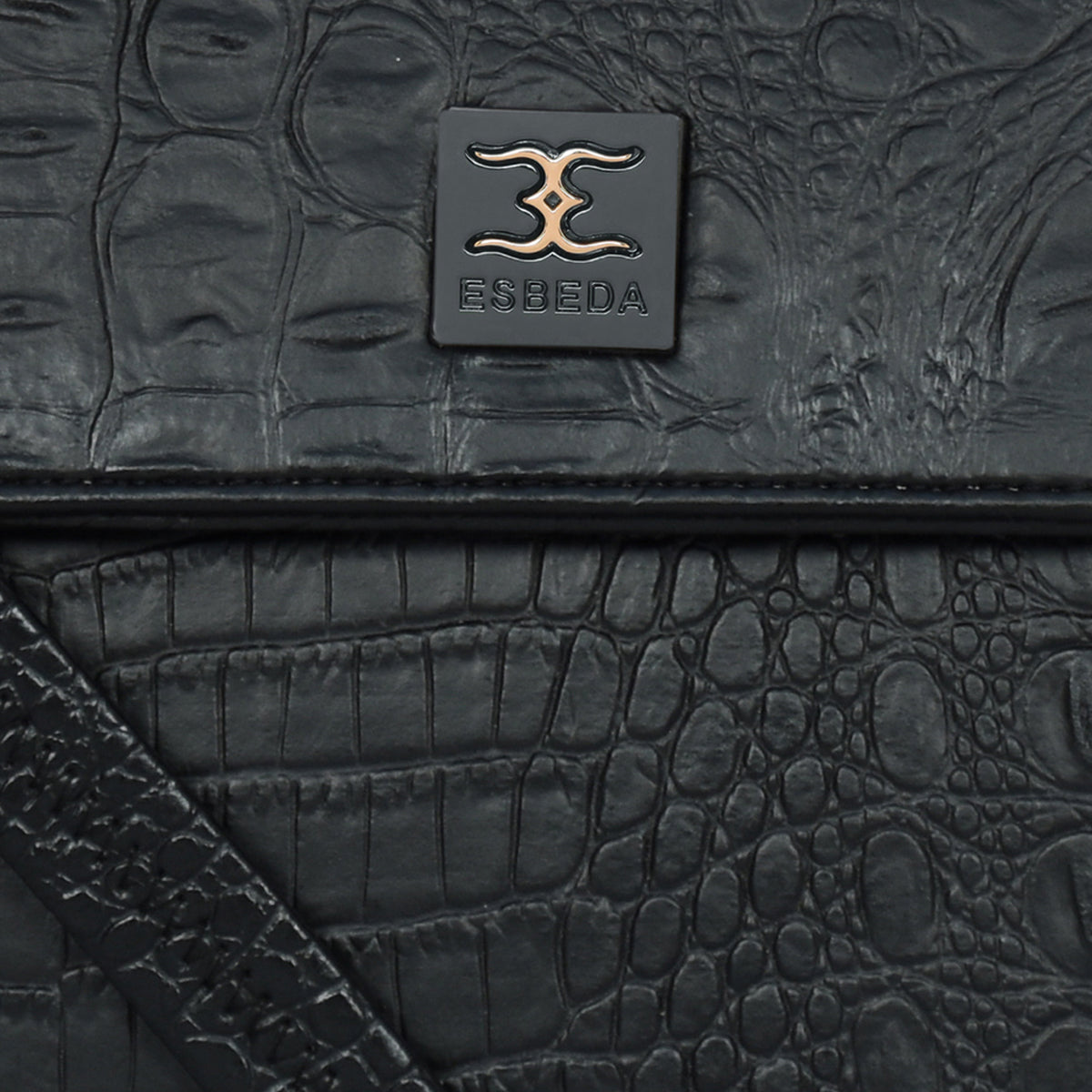 Solid Croco Texture Handbag For Womens
