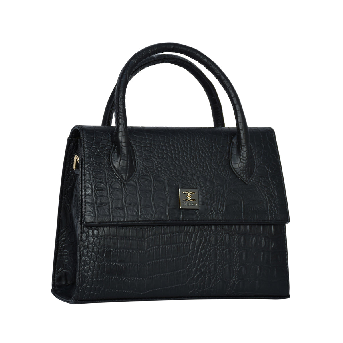 Solid Croco Texture Handbag For Womens