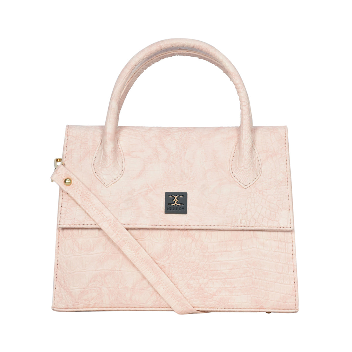 Solid Croco Texture Handbag For Womens