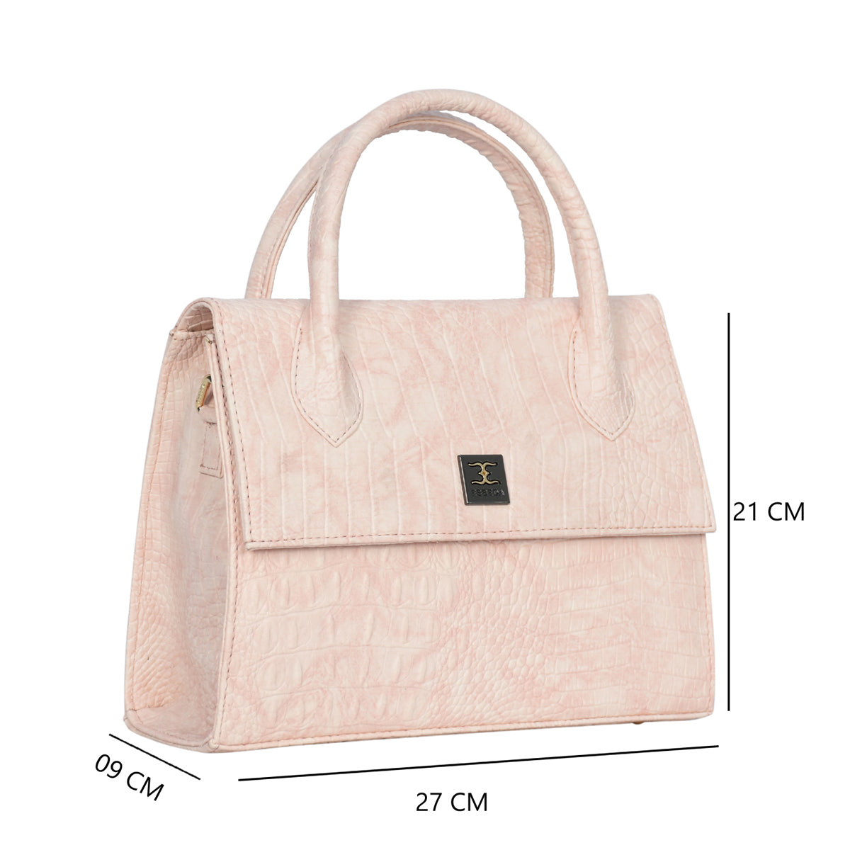 Solid Croco Texture Handbag For Womens