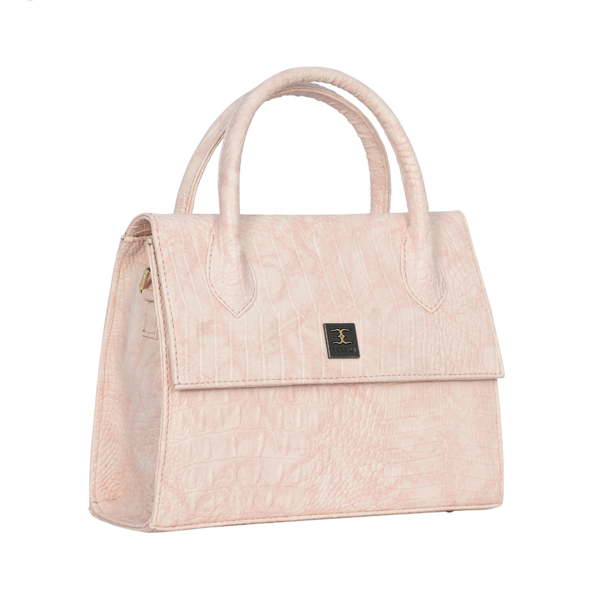 Solid Croco Texture Handbag For Womens