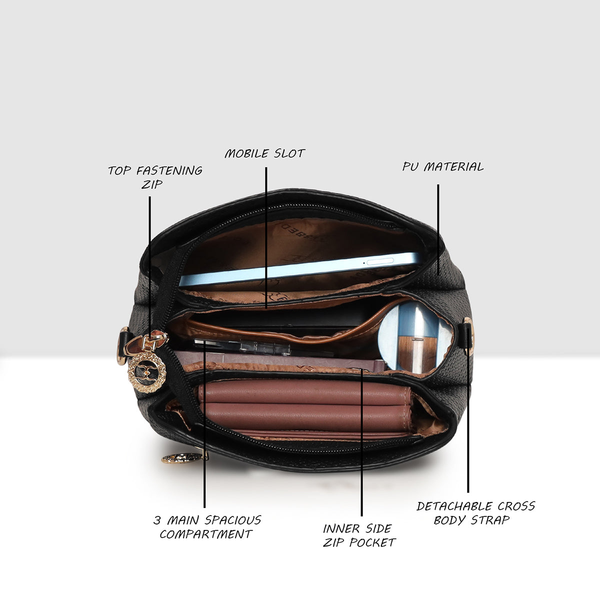 Texture Structured Sling Bag For Womens