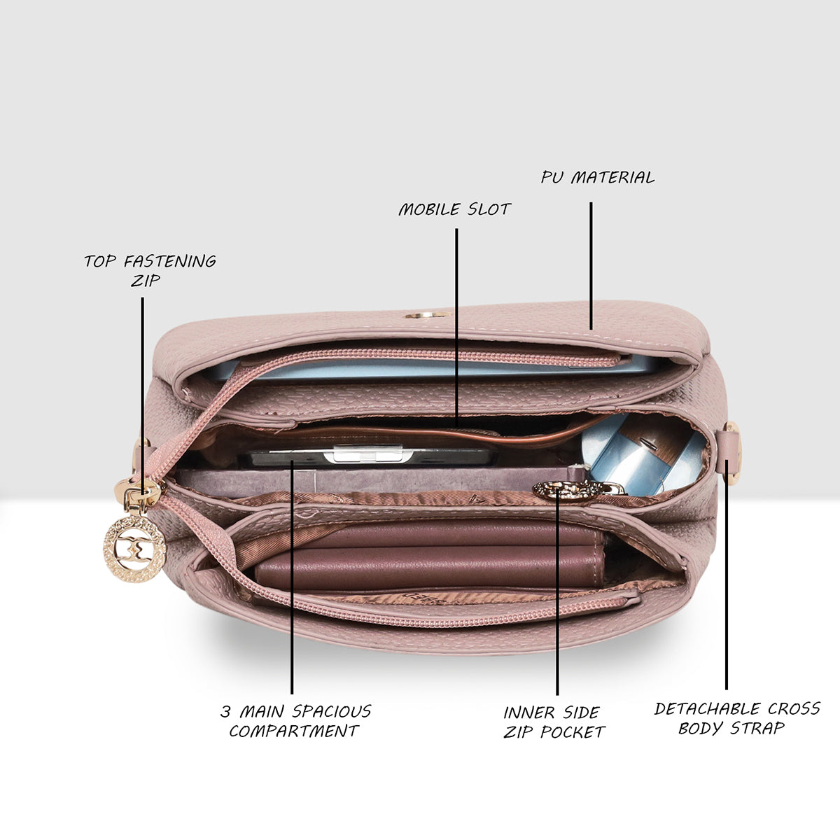 Texture Structured Sling Bag For Womens