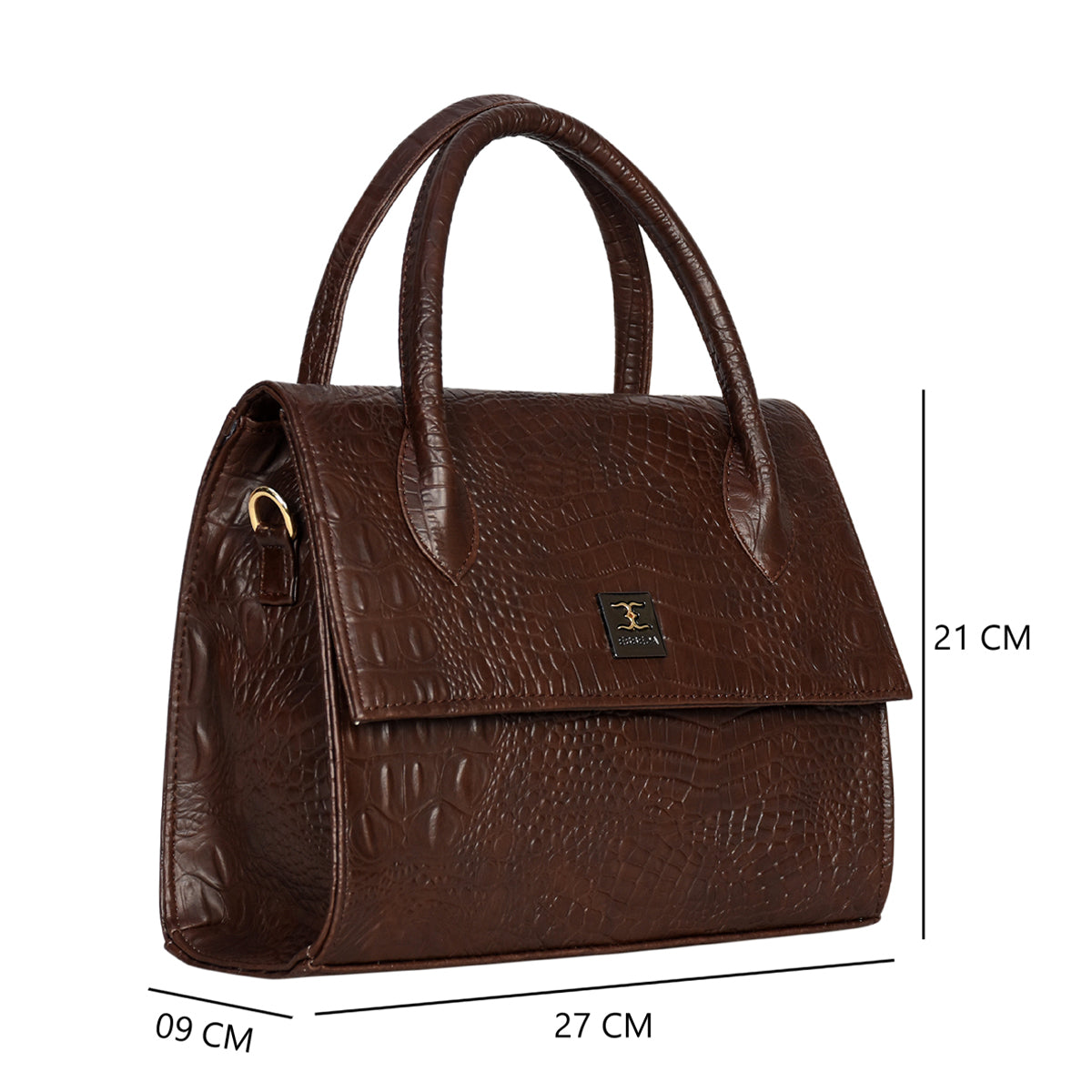 Solid Croco Texture Handbag For Womens