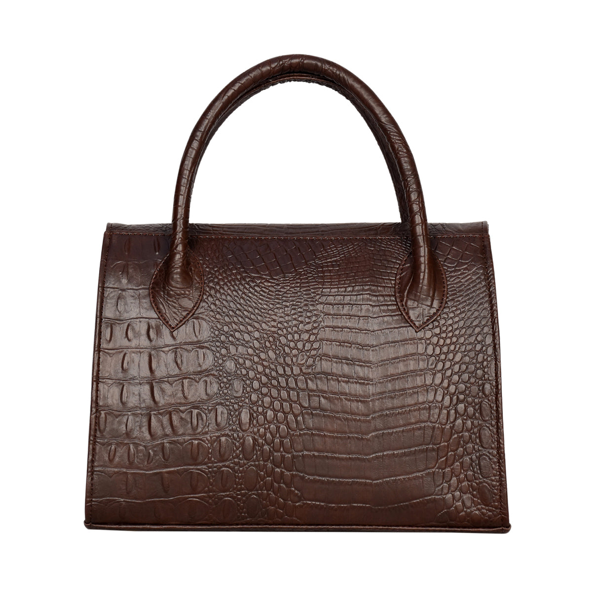 Solid Croco Texture Handbag For Womens
