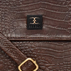 Solid Croco Texture Handbag For Womens