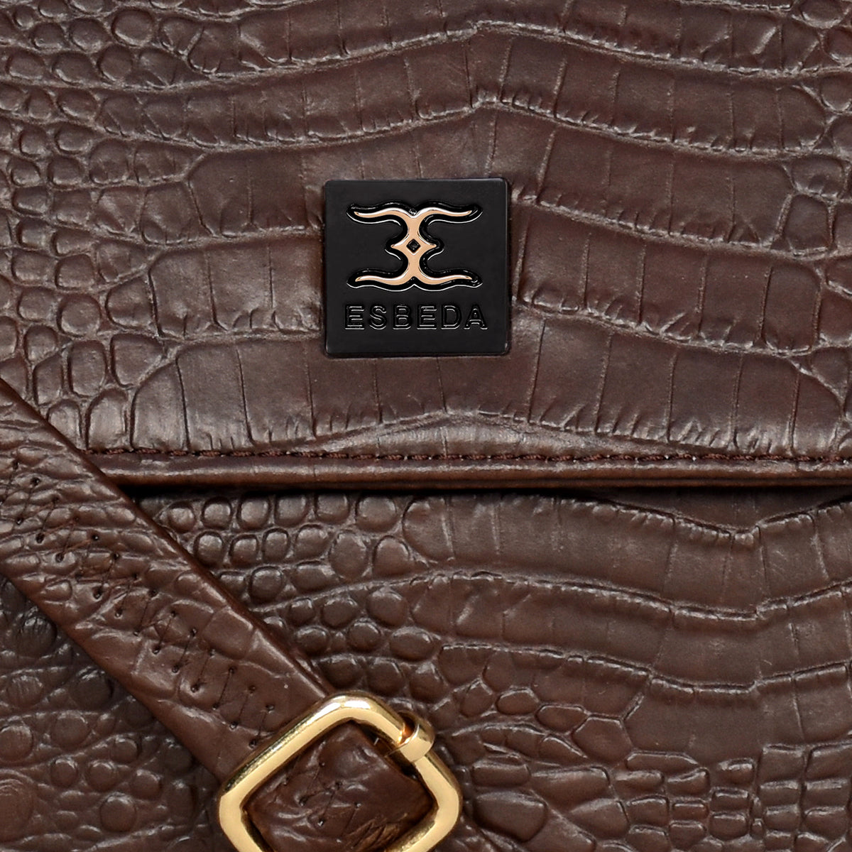Solid Croco Texture Handbag For Womens