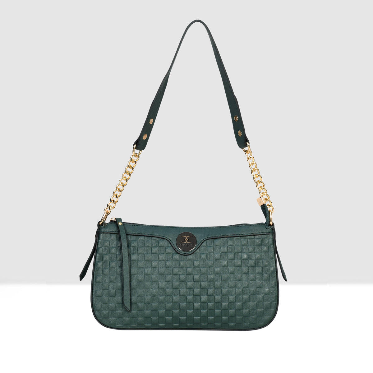 Solid Pattern Checks Texture Handbag For Womens
