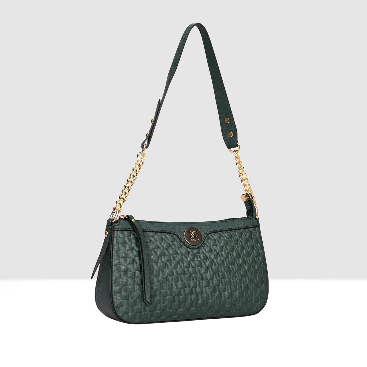 Solid Pattern Checks Texture Handbag For Womens
