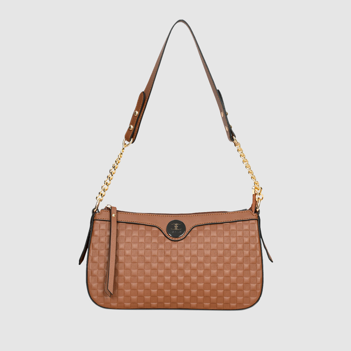 Solid Pattern Checks Texture Handbag For Womens