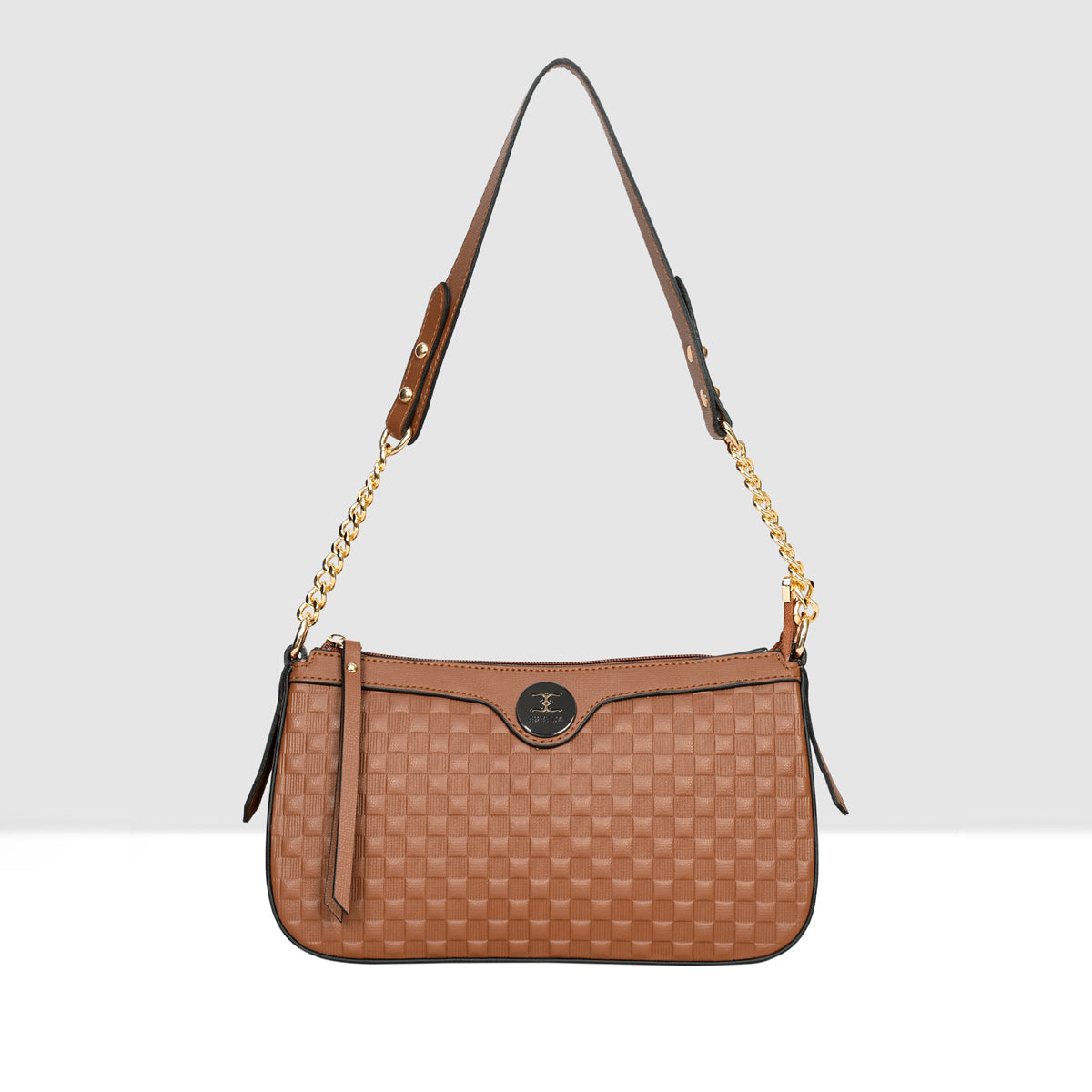 Solid Pattern Checks Texture Handbag For Womens