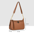 Solid Pattern Checks Texture Handbag For Womens