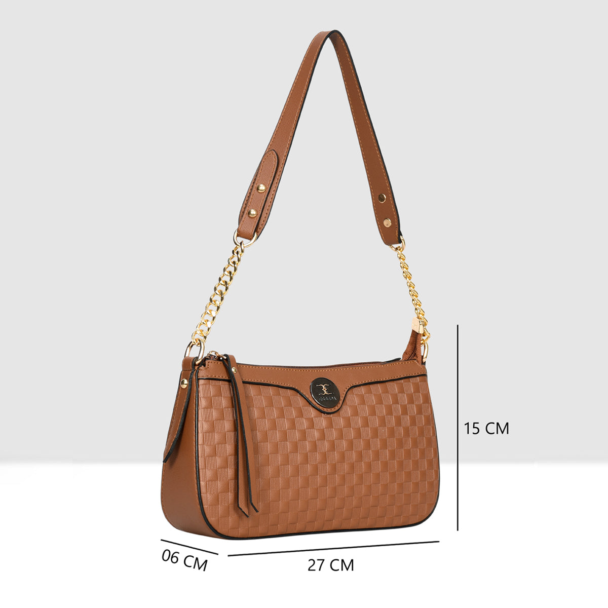 Solid Pattern Checks Texture Handbag For Womens