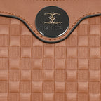 Solid Pattern Checks Texture Handbag For Womens