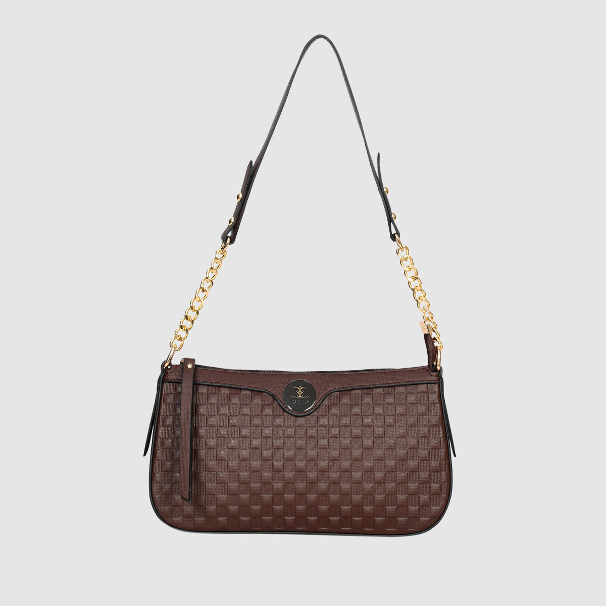Solid Pattern Checks Texture Handbag For Womens