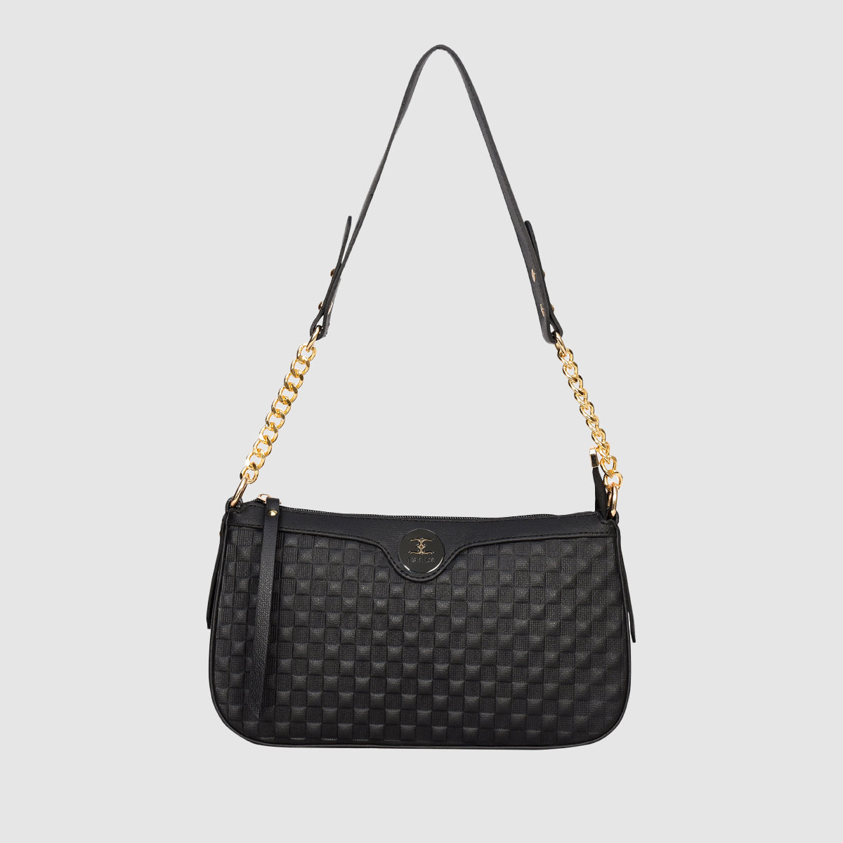 Solid Pattern Checks Texture Handbag For Womens