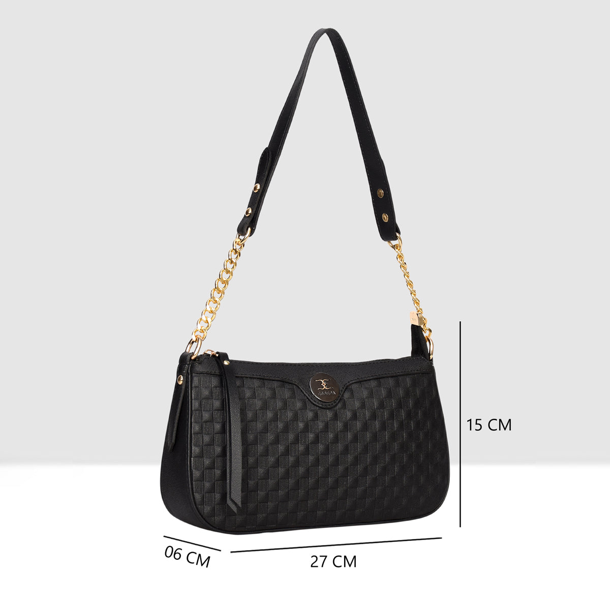Solid Pattern Checks Texture Handbag For Womens