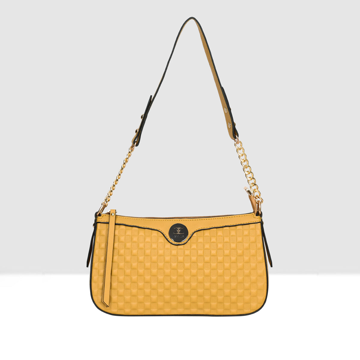 Solid Pattern Checks Texture Handbag For Womens