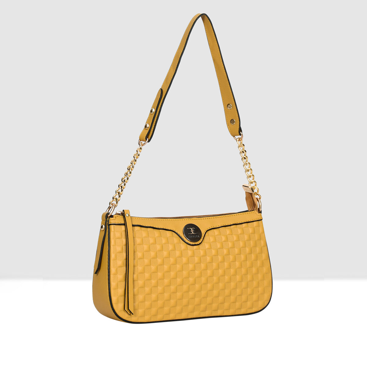 Solid Pattern Checks Texture Handbag For Womens
