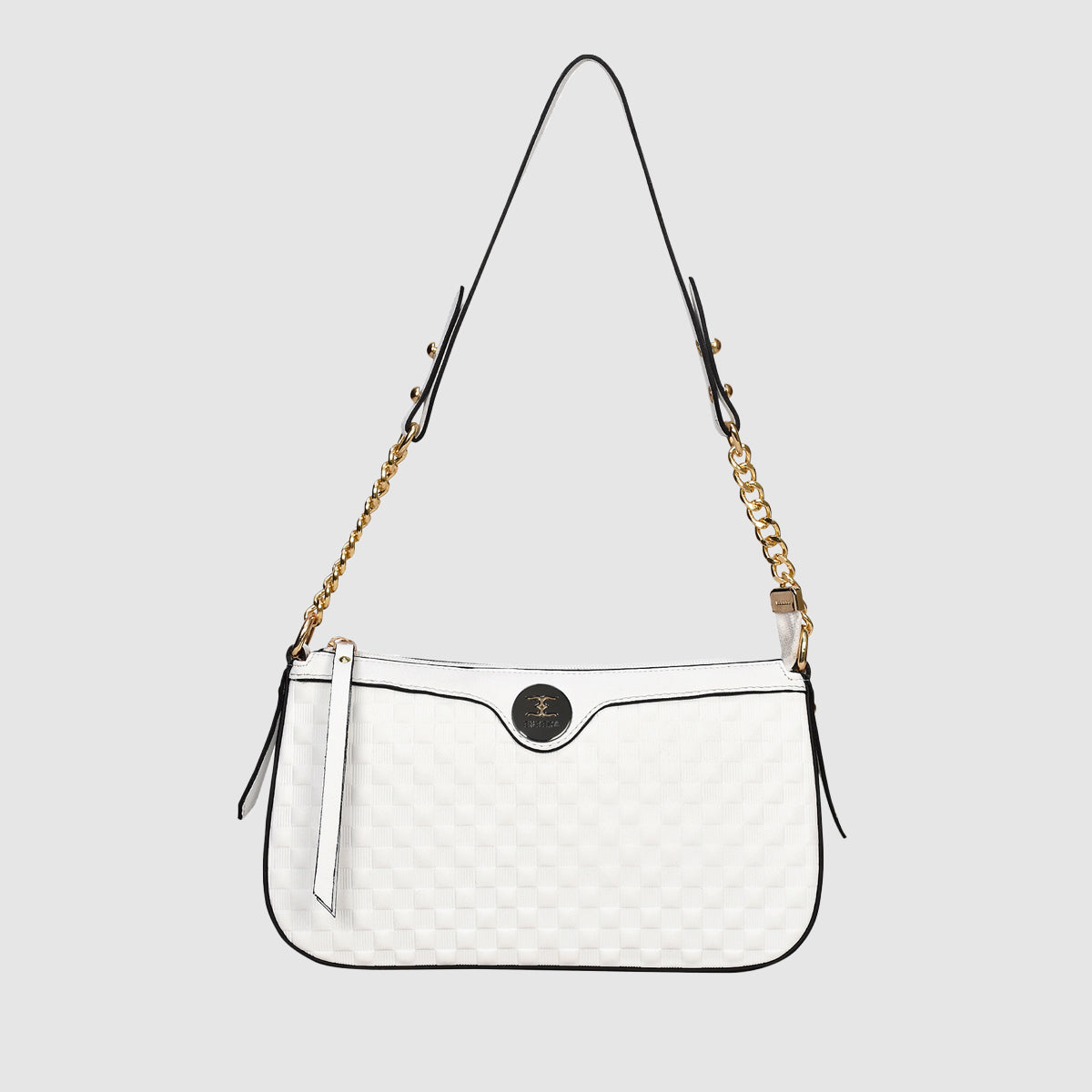Solid Pattern Checks Texture Handbag For Womens