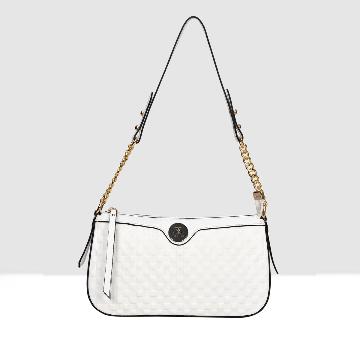 Solid Pattern Checks Texture Handbag For Womens