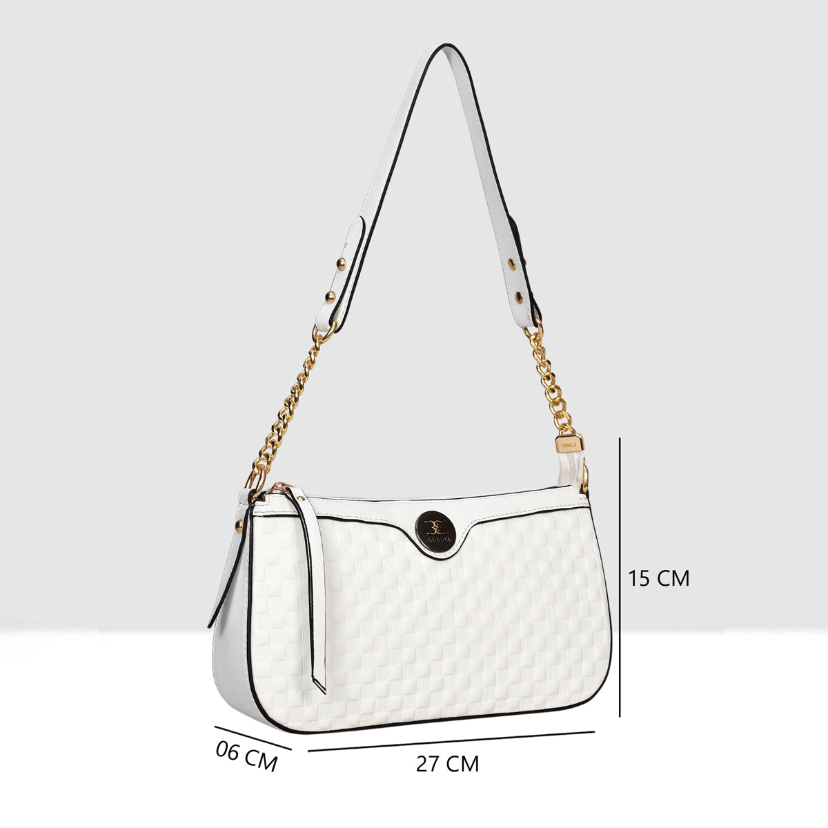 Solid Pattern Checks Texture Handbag For Womens