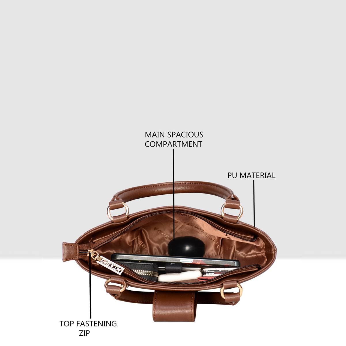 Structured Top Handle Handbag For Womens