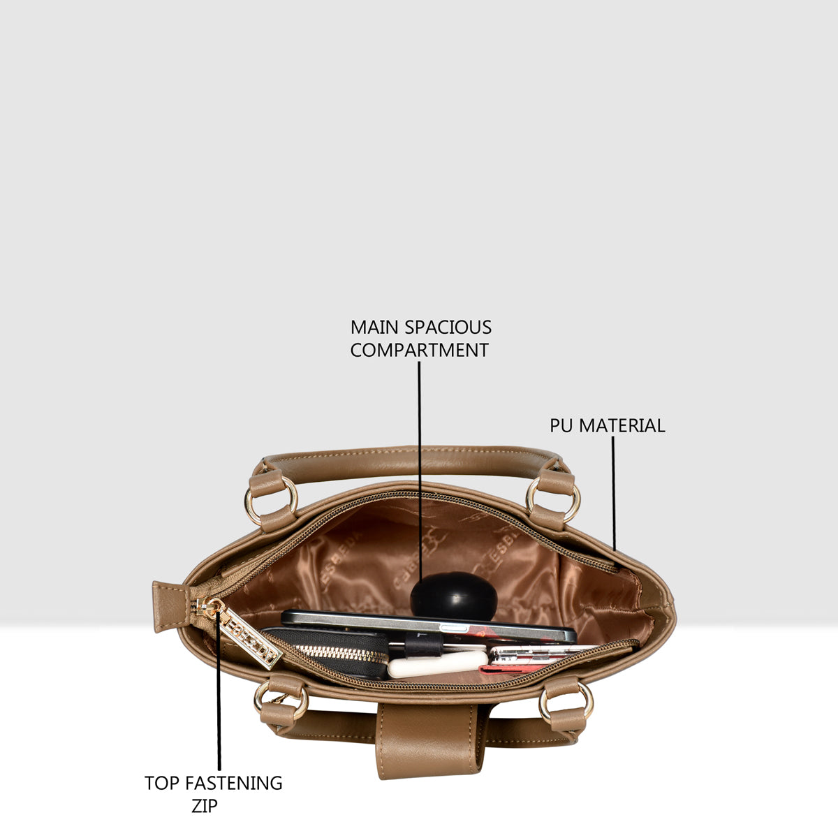 Structured Top Handle Handbag For Womens