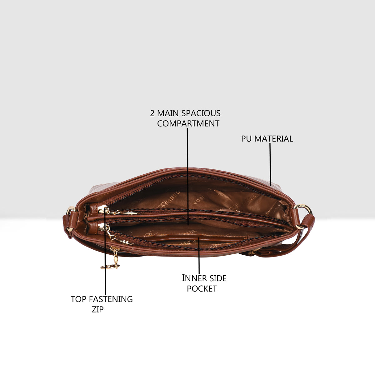 Structured Embossed Sling Bag For Womens